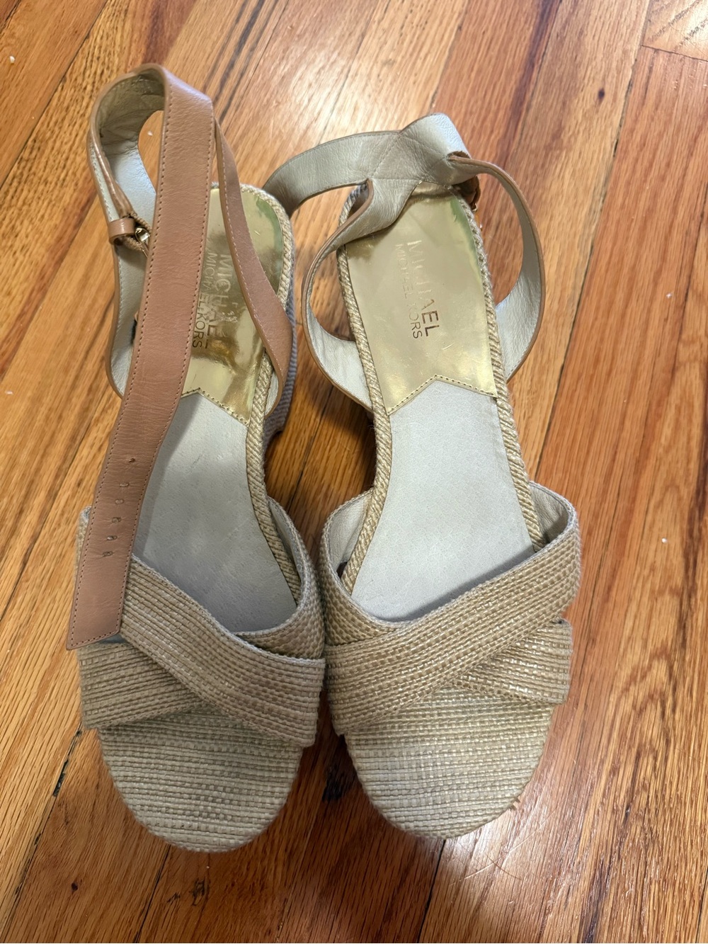 Michael Kors Raffia Platform Wedge Sandals — Women’s Size 10